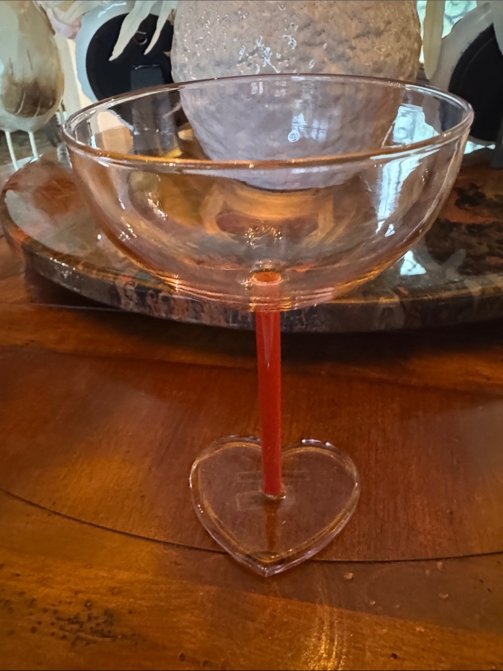 Anthropologie Pink Heart-Stem Coupe